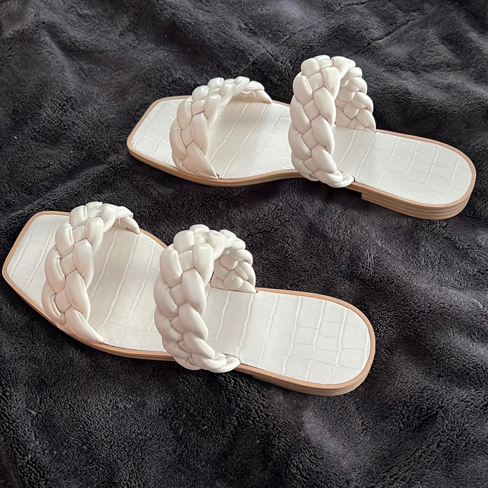 Tricia Lucia Women’s Square Open Toe Braided Leather Sandal